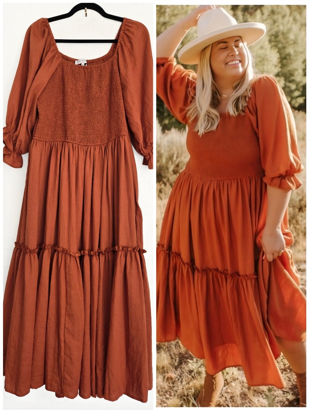 Ivy City Co Orange Smocked Lani Spice Dress, XL - Picture 10 of 10
